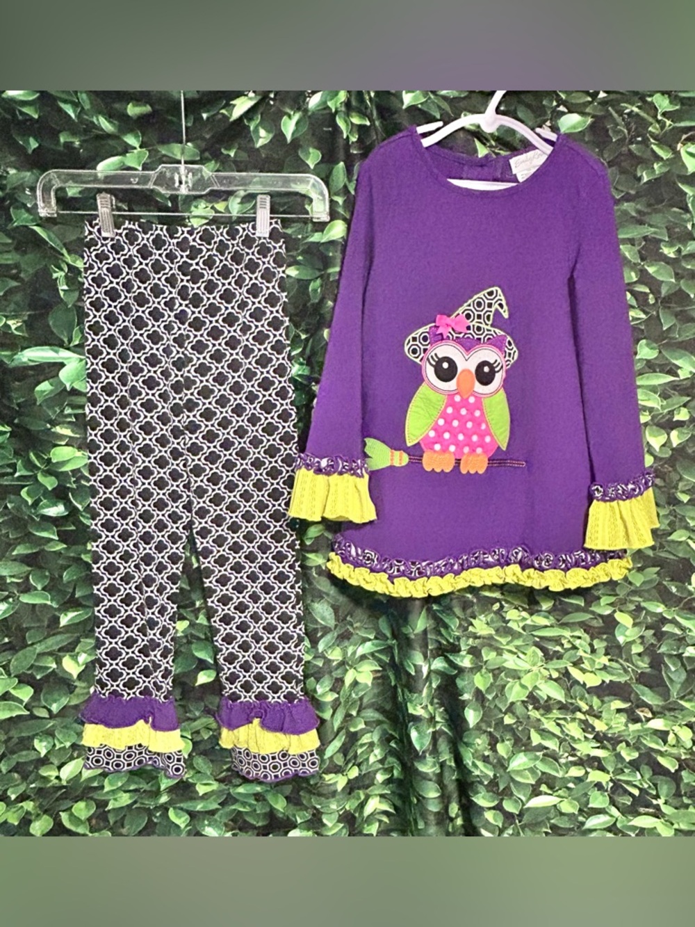Emily Rose Halloween Owl Witch Shirt Pant Set Purple Girls 8